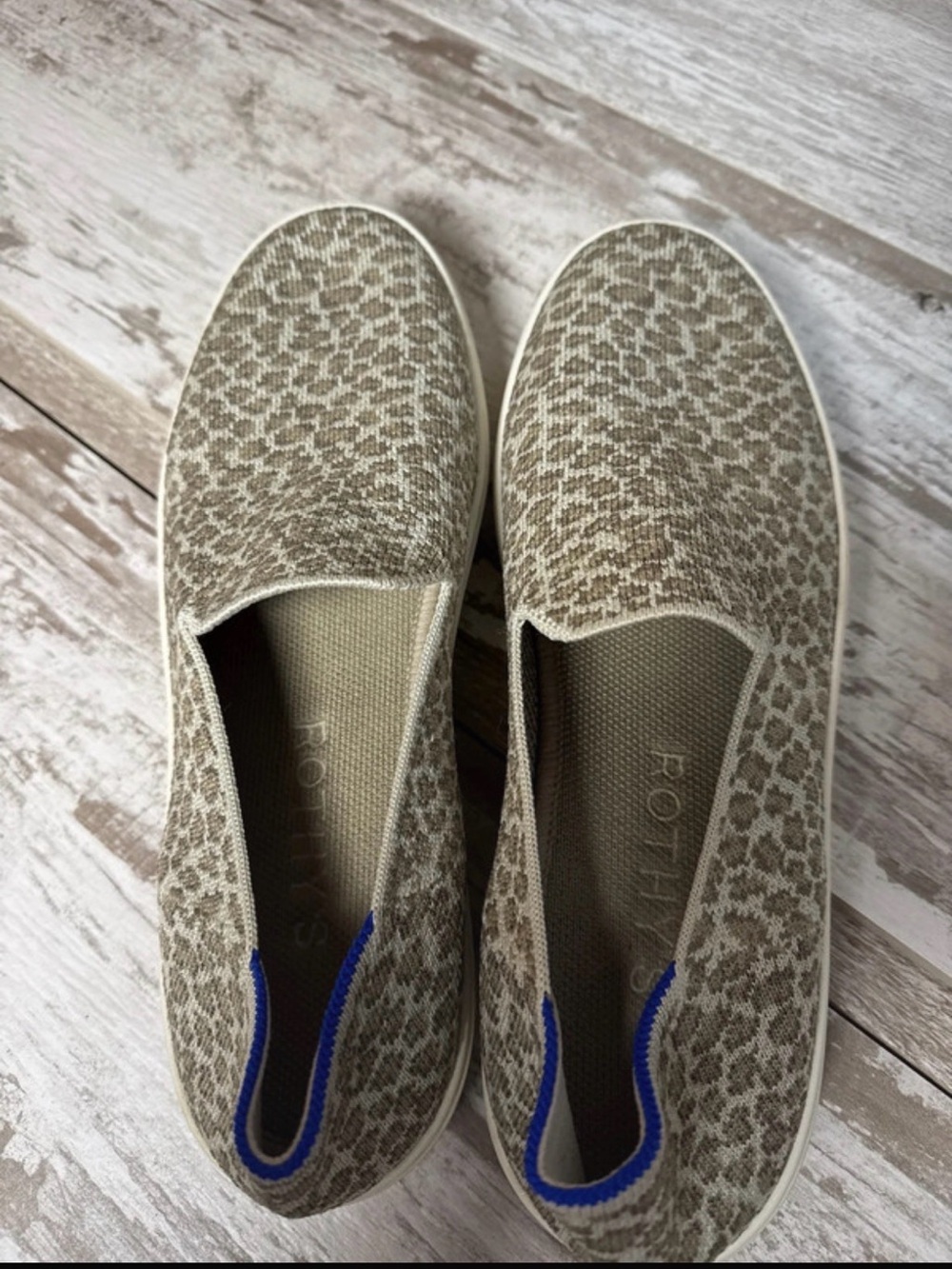 Slip-On Rothy’s Women's Knit Sneakers in Taupe Leopard Print